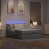 vidaXL Οθωμανικό κρεβάτι με στρώμα&LEDs Ανοιχτό γκρι 140x190cm Ύφασμα