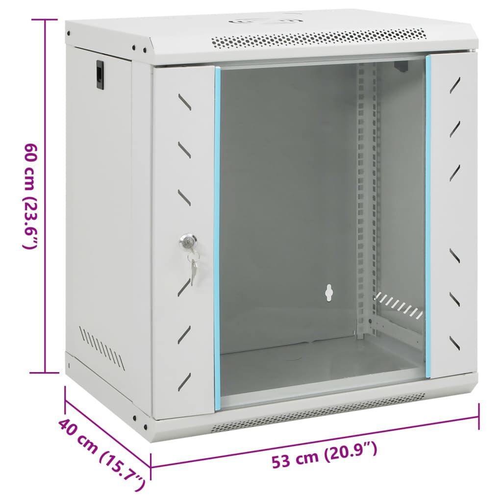vidaXL Καμπίνα Δικτύου Επιτοίχια 12U 19'' IP20 53x40x60 εκ.