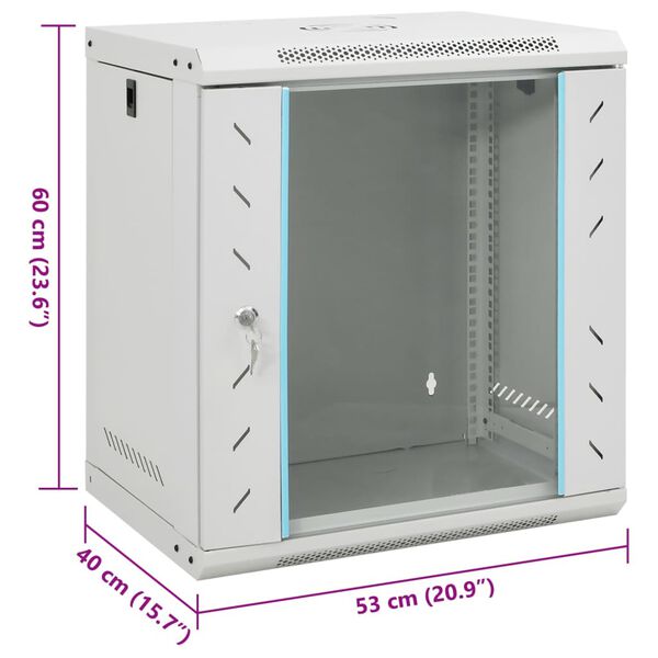 vidaXL Καμπίνα Δικτύου Επιτοίχια 12U 19'' IP20 53x40x60 εκ.
