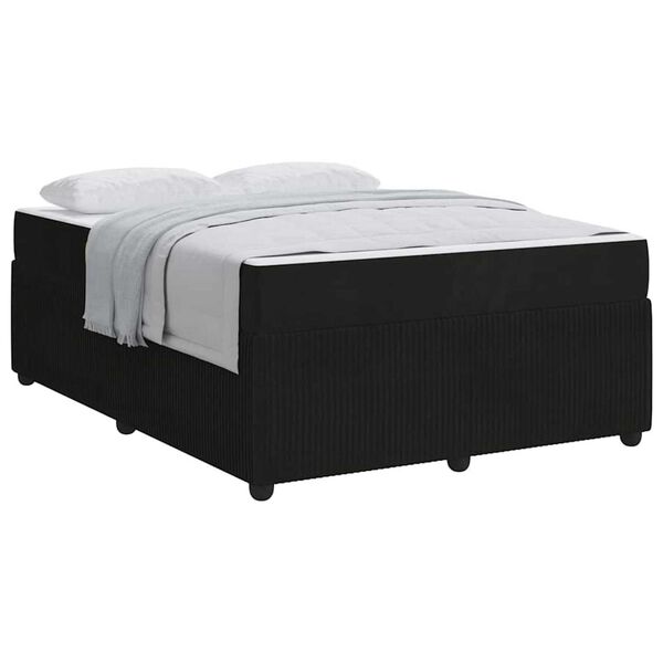 vidaXL Σκελετός κρεβατιού με στρώμα Μαύρο 140 x 200 cm Βελούδο