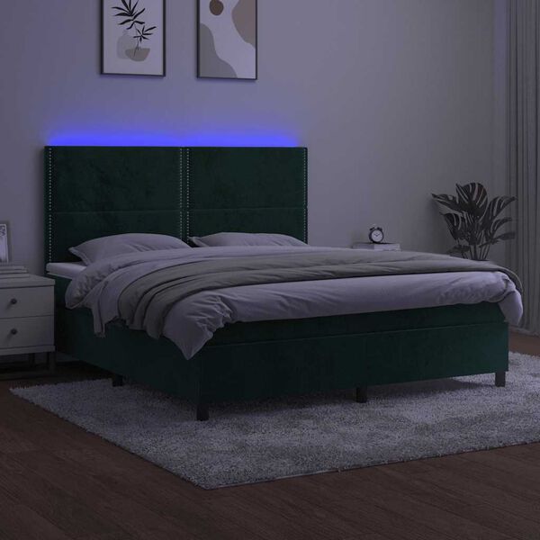 vidaXL &Kappa;&rho;&epsilon;&beta;ά&tau;&iota; Boxspring &mu;&epsilon; &Sigma;&tau;&rho;ώ&mu;&alpha; & LED &Sigma;&kappa;. &Pi;&rho;ά&sigma;&iota;&nu;&omicron; 160x200&epsilon;&kappa; &Beta;&epsilon;&lambda;&omicron;ύ&delta;&omicron;