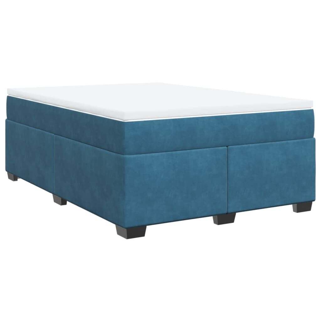vidaXL Κρεβάτι Boxspring με Στρώμα Σκούρο Μπλε 140x200 εκ. Βελούδινο