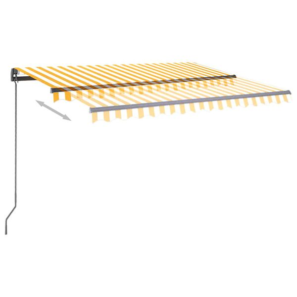 vidaXL Τέντα Συρόμενη Χειροκίνητη με LED Κίτρινο / Λευκό 3 x 2,5 μ.