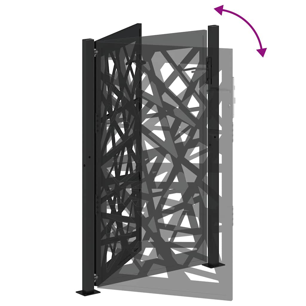 vidaXL Garden Gate Μαύρη 105x155 cm Σχέδιο Ατσάλινο Φωτιστικό