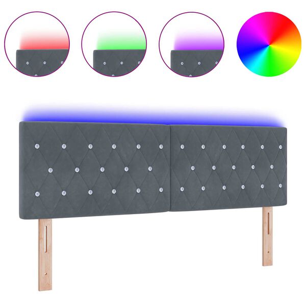 vidaXL Κεφαλή LED Κρυστάλλινη Κουμπωτή Σκούρα Γκρι 80 εκ. Βελούδο