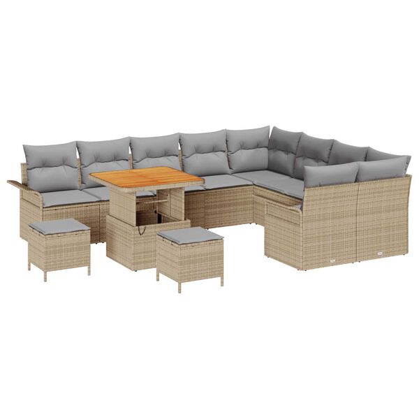vidaXL Σετ Καναπέ Κήπου 12 pcs Μπεζ συνθετικό ρατάν