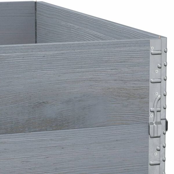 vidaXL Κολάρα Παλέτας 2 τεμ. Γκρι 100x100 εκ. από Μασίφ Ξύλο Πεύκου