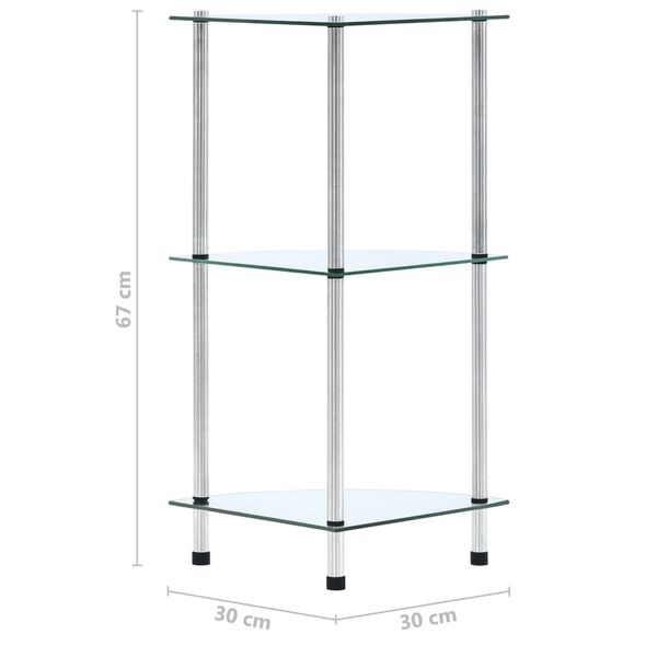 vidaXL Ράφι Διαφανές 3 Επιπέδων 30 x 30 x 67 εκ. από Ψημένο Γυαλί