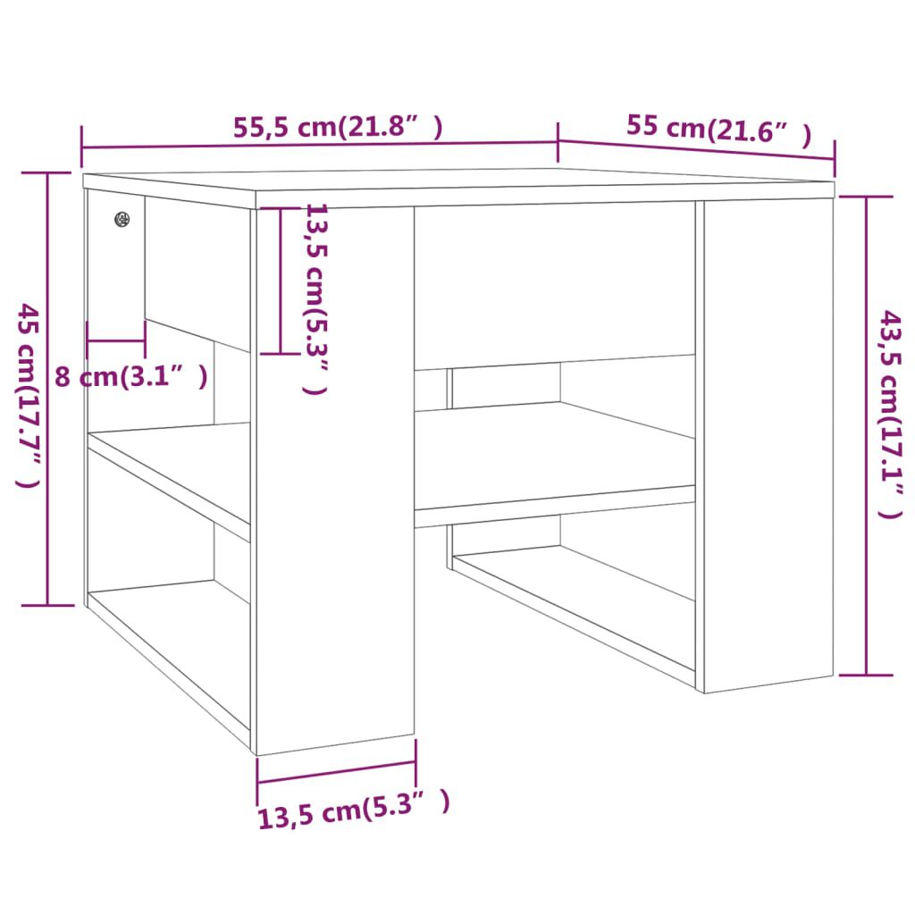 vidaXL Τραπεζάκι Σαλονιού Λευκό & Sonoma Δρυς 55,5x55x45εκ. Επεξ. Ξύλο