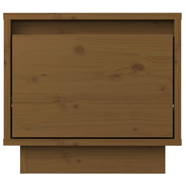 vidaXL Κομοδίνο Καφέ Μελί 35 x 34 x 32 εκ. από Μασίφ Ξύλο Πεύκου
