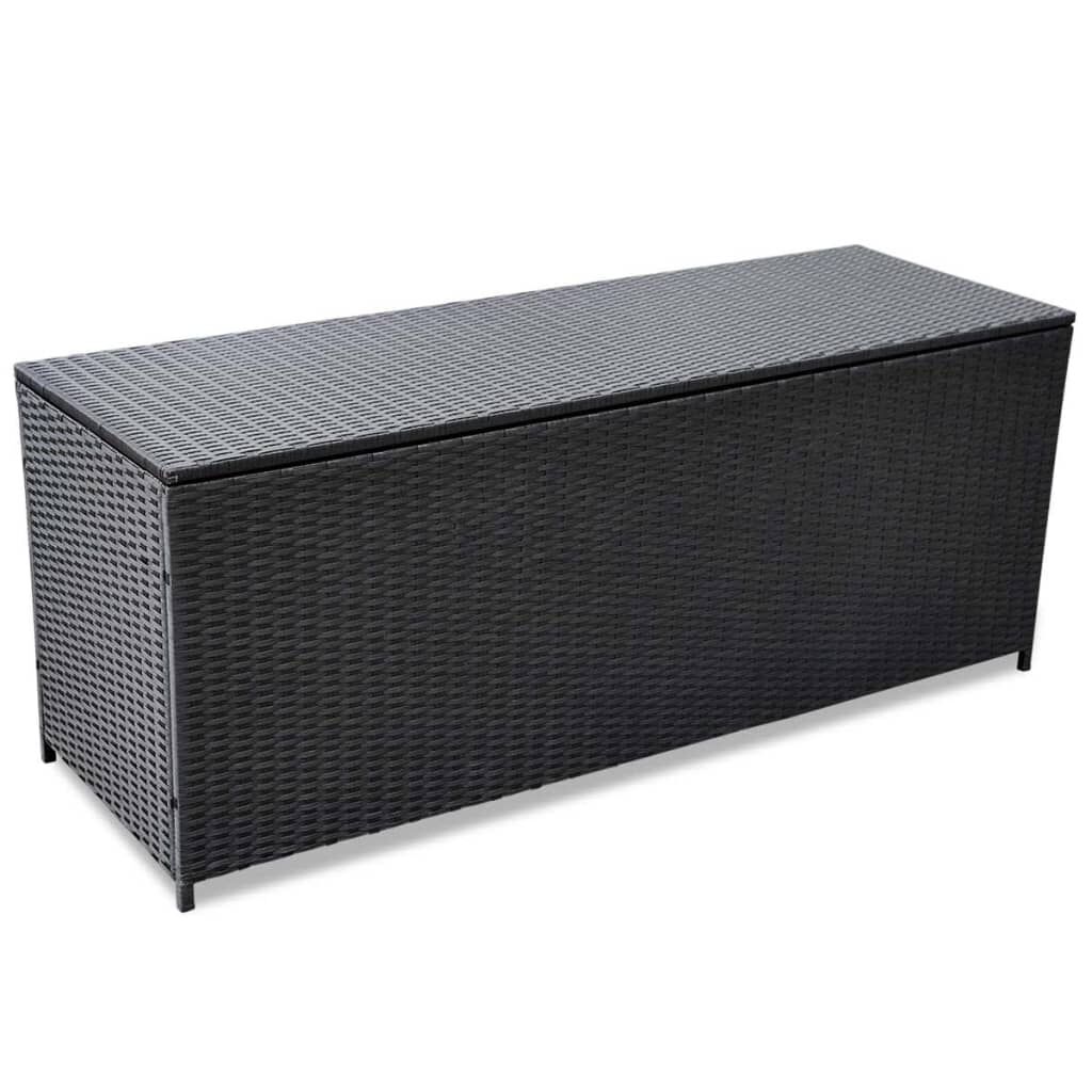 vidaXL Κουτί Αποθήκευσης Κήπου Μαύρο 150x50x60 εκ. από Συνθετικό Ρατάν