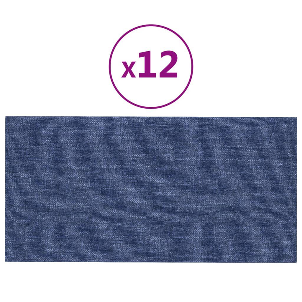 vidaXL Πάνελ Τοίχου 12 τεμ. Μπλε 30 x 15 εκ. 0,54 μ² Υφασμάτινα