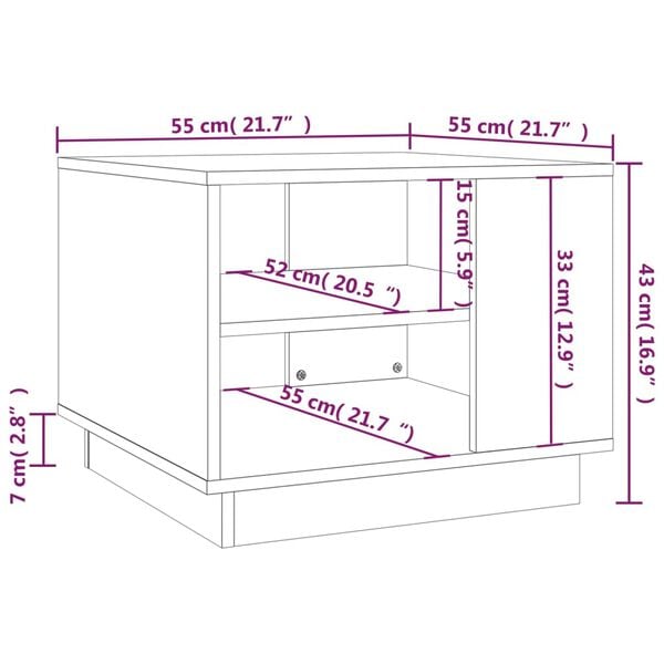 vidaXL Τραπεζάκι Σαλονιού Καπνιστή Δρυς 55x55x43 εκ. Επεξεργ. Ξύλο