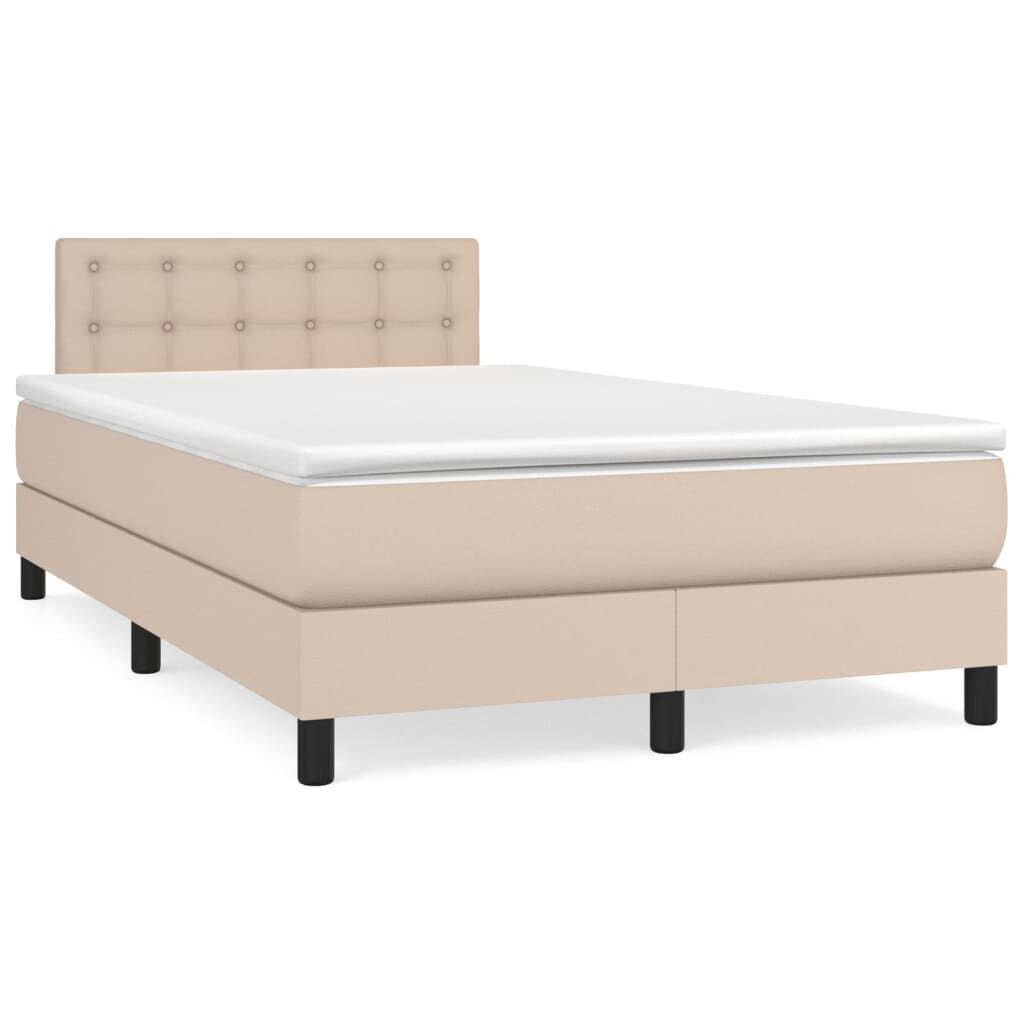 vidaXL Κρεβάτι Boxspring με Στρώμα Καπουτσίνο 120x190εκ.από Συνθ.Δέρμα