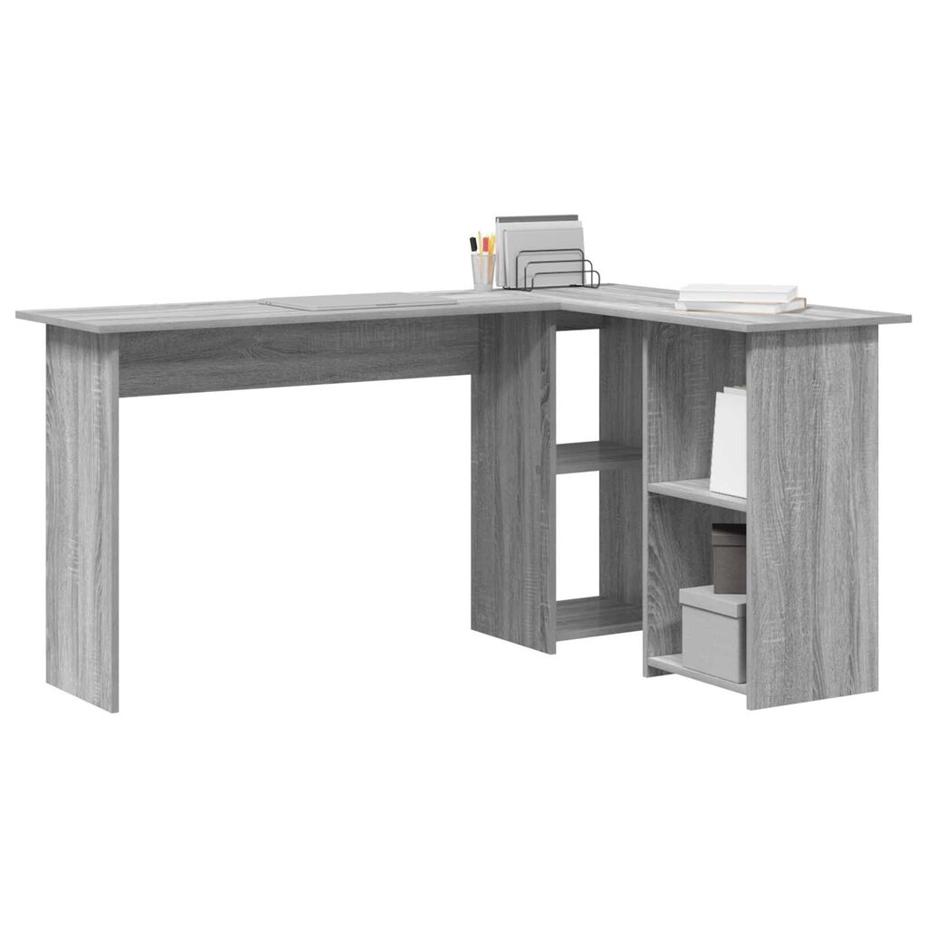 vidaXL Γκρι Γραφείο Υπολογιστή Γκρι Sonoma MDF Μεσαίο Αποθήκευση