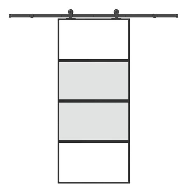vidaXL Συρόμενη πόρτα με σετ υλικού 90x205 cm από γυαλί&Αλουμίνιο