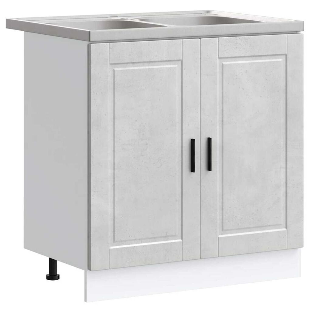 vidaXL Βάση νιπτήρα 2 pcs Γκρι 80 x 46 x 84.5 εκ. Επεξεργασμένο ξύλο