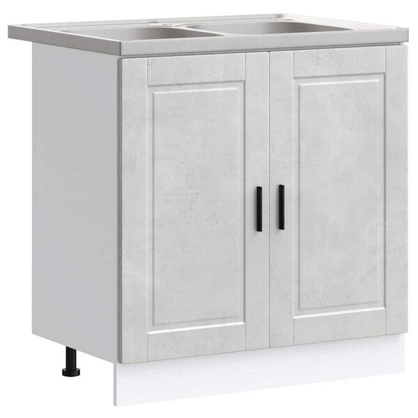 vidaXL Βάση νιπτήρα 2 pcs Γκρι 80 x 46 x 84.5 εκ. Επεξεργασμένο ξύλο