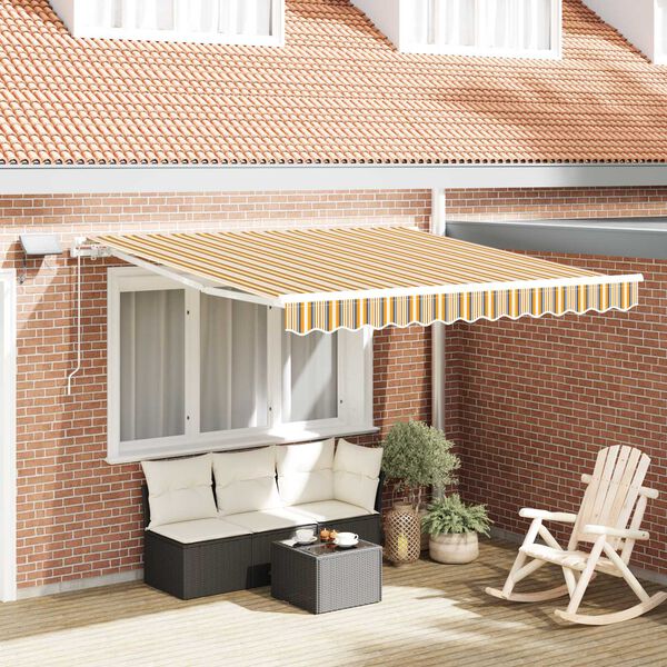 vidaXL Ανασυρόμενη τέντα Κίτρινο / γκρι / λευκό 350 x 250 εκ Πολύχρωμο