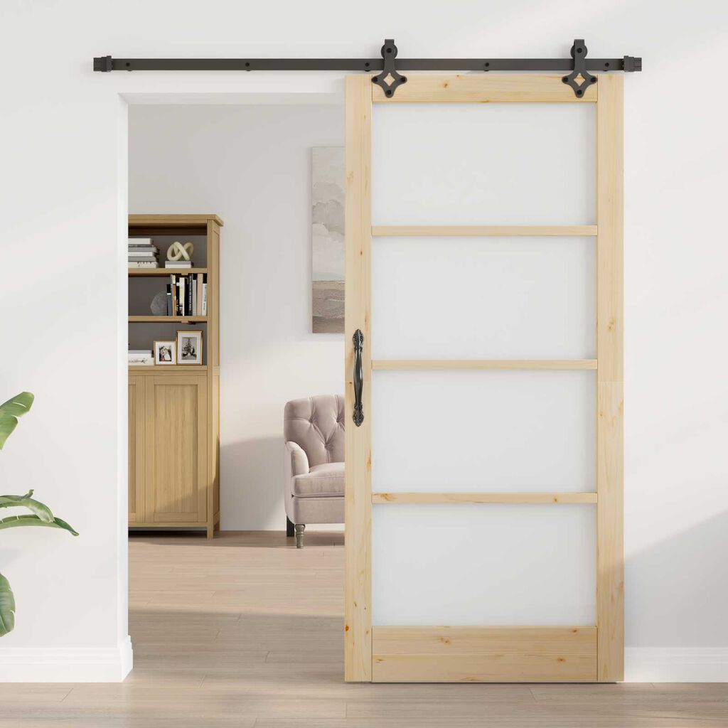 vidaXL Συρόμενη Πόρτα ORKDAL Καφέ 93 x 202 cm Ξύλο και μέταλλο