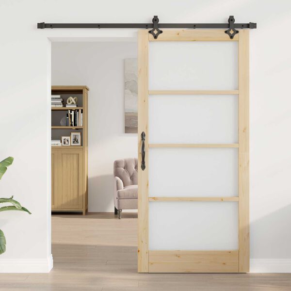 vidaXL Συρόμενη Πόρτα ORKDAL Καφέ 93 x 202 cm Ξύλο και μέταλλο
