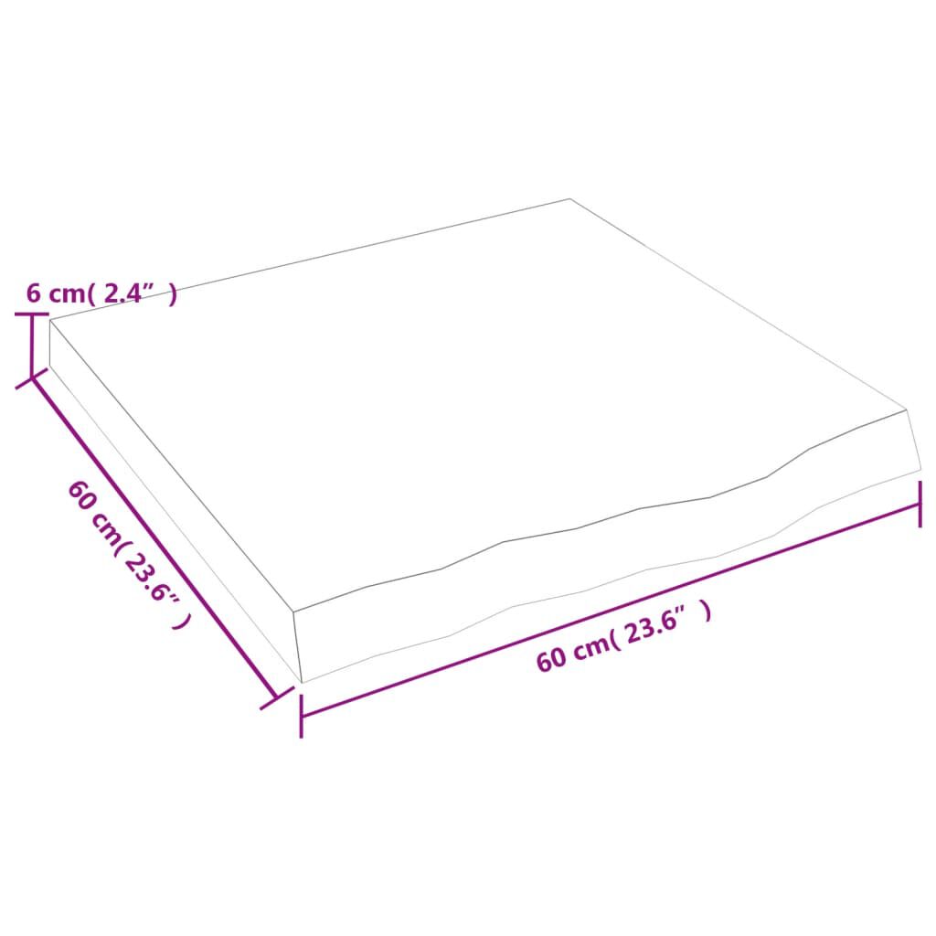 vidaXL Επιφάνεια Τραπεζιού 60x60x(2-6) εκ Ακατέργαστο Μασίφ Ξύλο Δρυός
