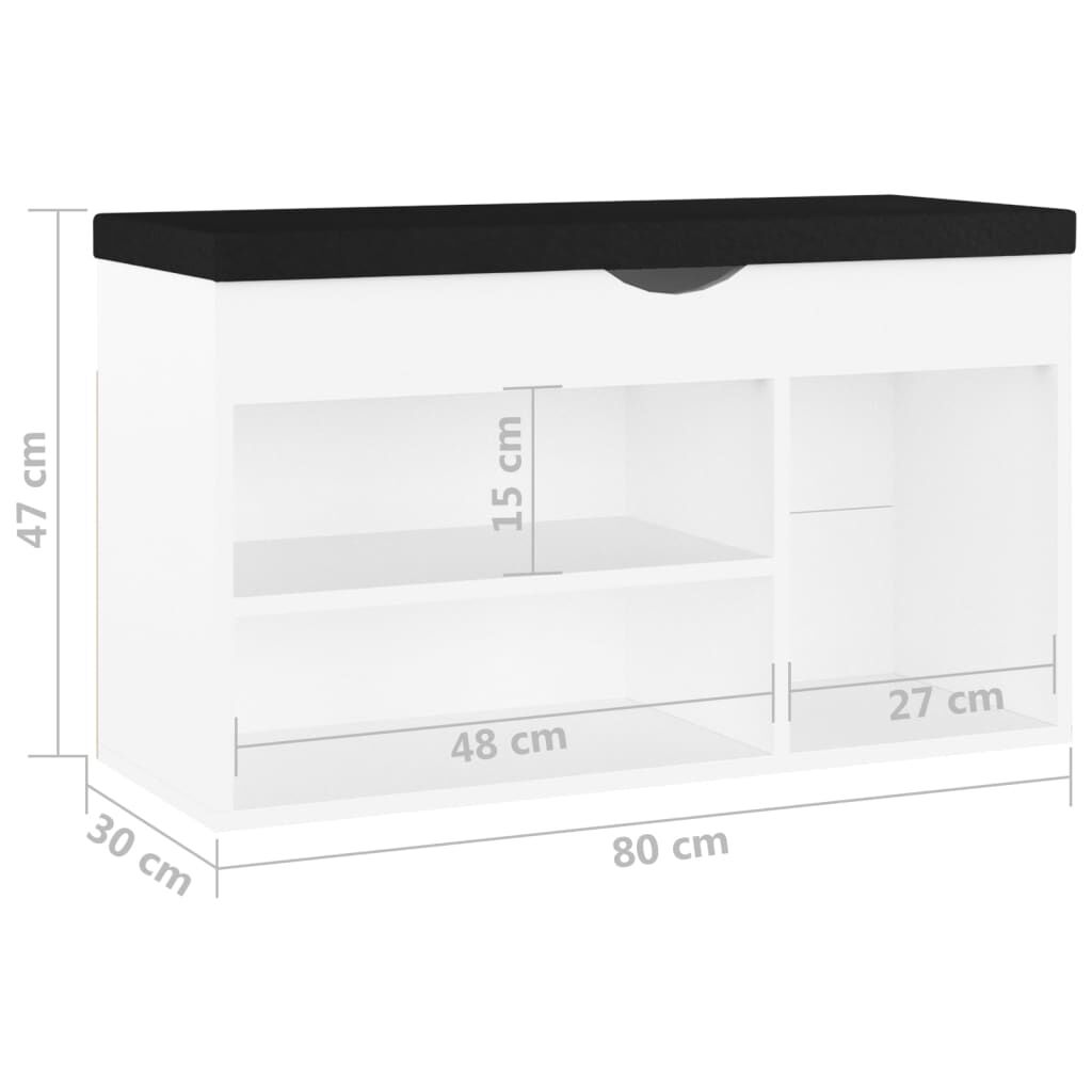 vidaXL Παπουτσοθήκη Λευκή 80 x 30 x 47 εκ. Επεξ. Ξύλο με Μαξιλάρι