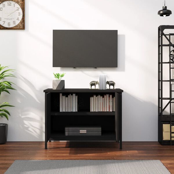 vidaXL Έπιπλο Τηλεόρασης με Πόρτες Μαύρο 60 x 35 x 45 εκ. Επεξ. Ξύλο