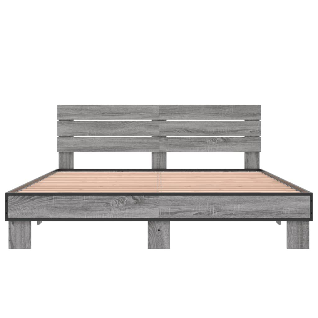 vidaXL Πλαίσιο Κρεβατιού Γκρι Sonoma 160x200 εκ. Επεξ. Ξύλο & Μέταλλο
