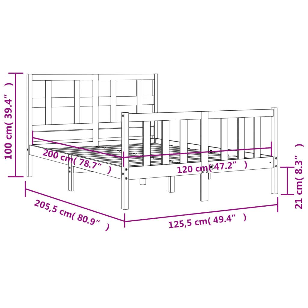 vidaXL Σκελετός Κρεβ. Χωρίς Στρώμα Λευκό 120x200 εκ Μασίφ Πεύκο