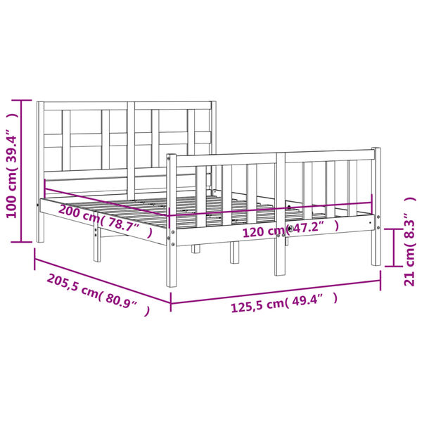 vidaXL Σκελετός Κρεβ. Χωρίς Στρώμα Λευκό 120x200 εκ Μασίφ Πεύκο