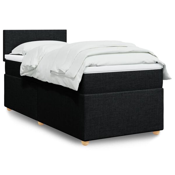 vidaXL &Kappa;&rho;&epsilon;&beta;ά&tau;&iota; Boxspring &mu;&epsilon; &Sigma;&tau;&rho;ώ&mu;&alpha; &Mu;&alpha;ύ&rho;&omicron; Single &Upsilon;&phi;&alpha;&sigma;&mu;ά&tau;&iota;&nu;&alpha;