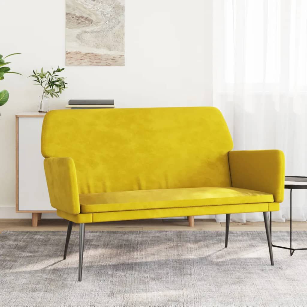 vidaXL Πάγκος Κίτρινο 108x79x79 εκ. Βελούδινος