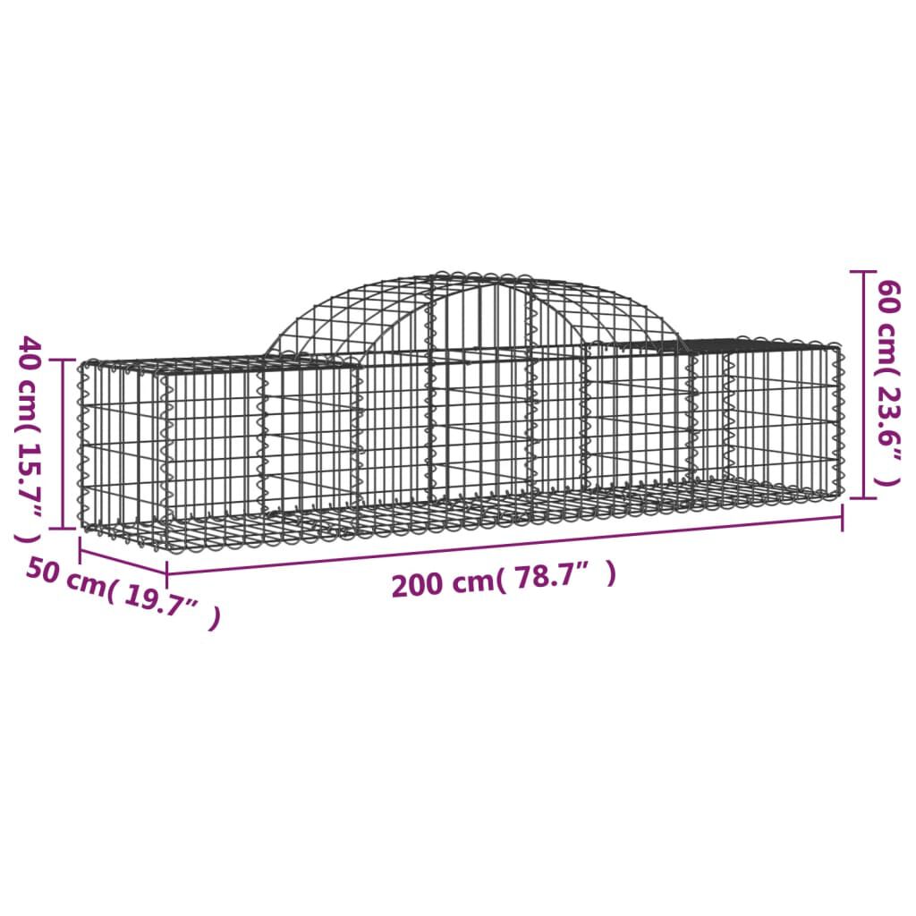 vidaXL Συρματοκιβώτια Τοξωτά 2 τεμ. 200x50x40/60 εκ. Γαλβαν. Ατσάλι