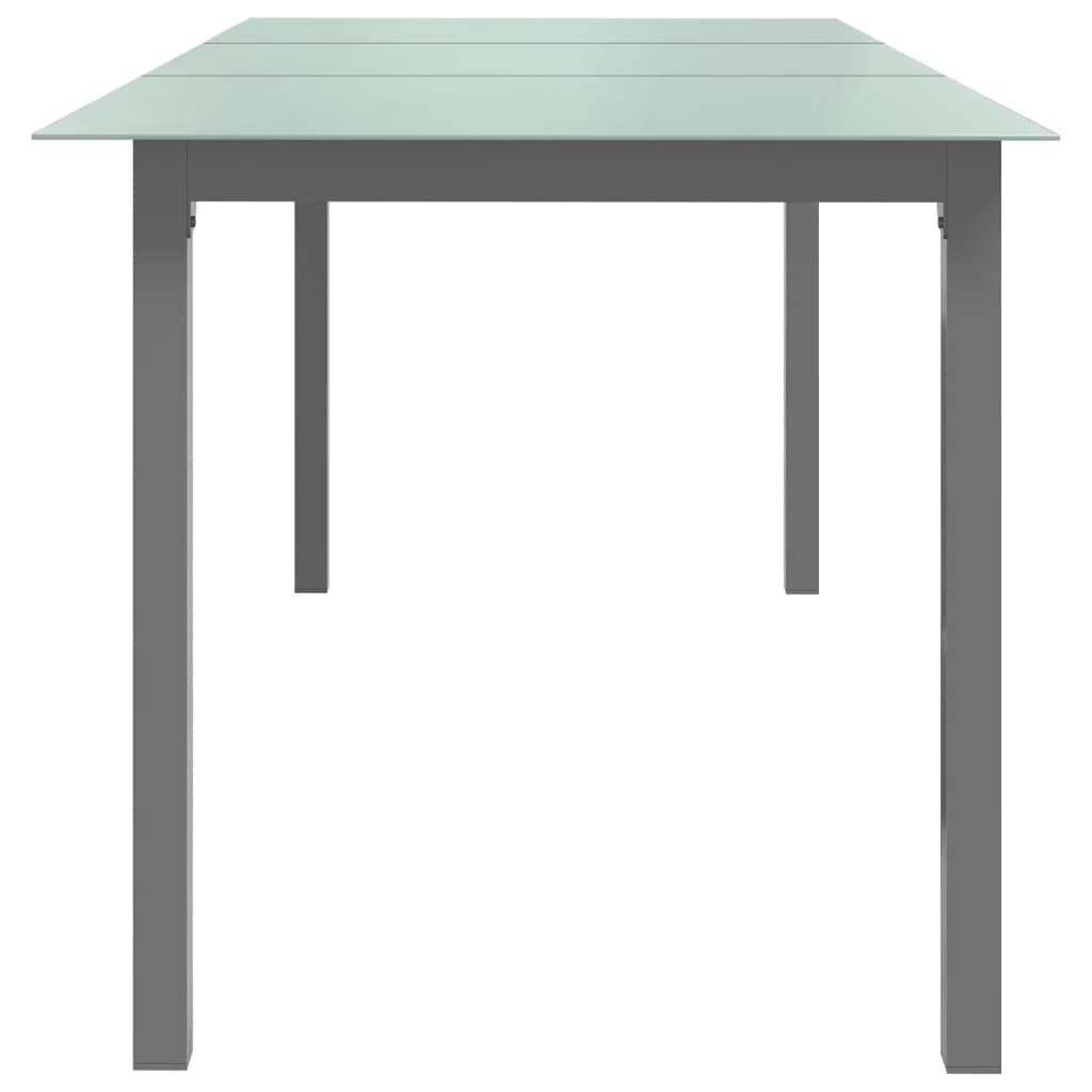 vidaXL Τραπέζι Κήπου Ανοιχτό Γκρι 190x90x74 εκ. από Αλουμίνιο / Γυαλί