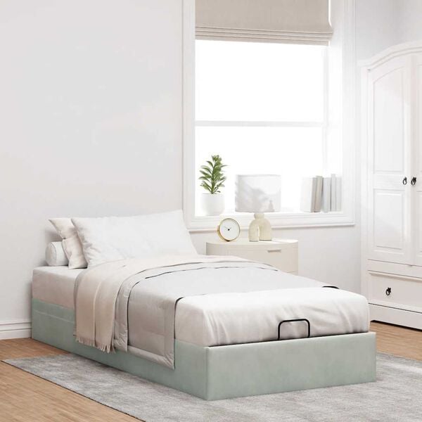 vidaXL Οθωμανικό πλαίσιο κρεβατιού χωρίς στρώμα ανοιχτό γκρι Velvet