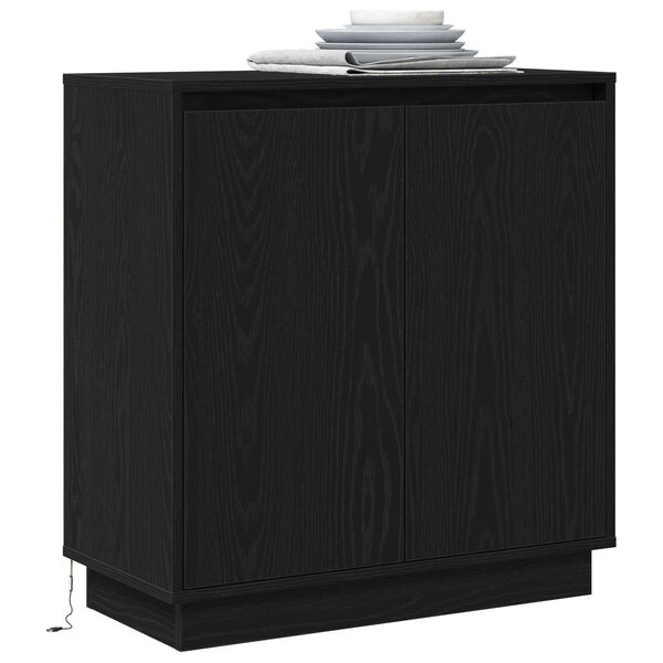 vidaXL Στρόφιγγα με LED Μαύρη Βελανίδι 71x34,5x75 cm Επεξεργασμένο Ξύλο
