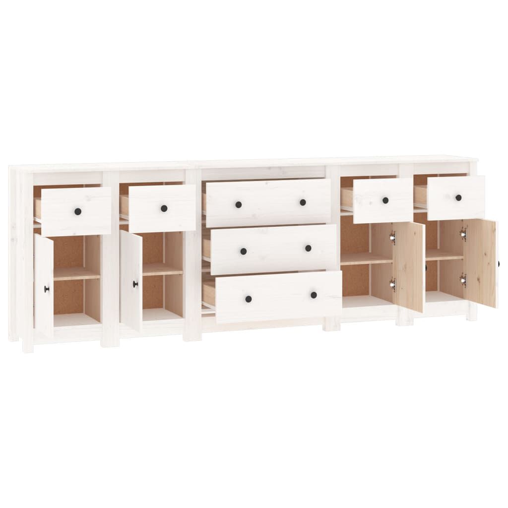 vidaXL Ντουλάπι Λευκό 230 x 35 x 80 εκ. από Μασίφ Ξύλο Πεύκου