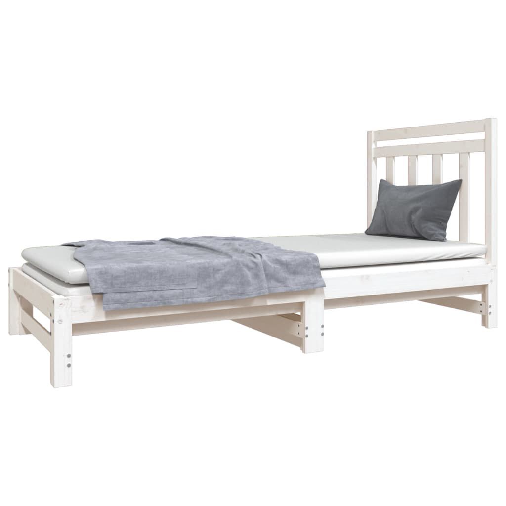 vidaXL Καναπές Κρεβάτι Συρόμενος Λευκός 2x(90x190) εκ. από Μασίφ Πεύκο