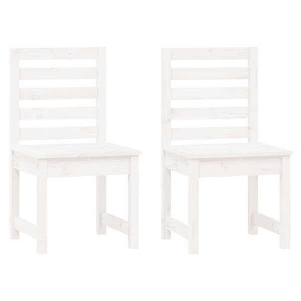 vidaXL Καρέκλες Κήπου 2 τεμ. Λευκές 50x48x91,5 εκ. Μασίφ Ξύλο Πεύκου