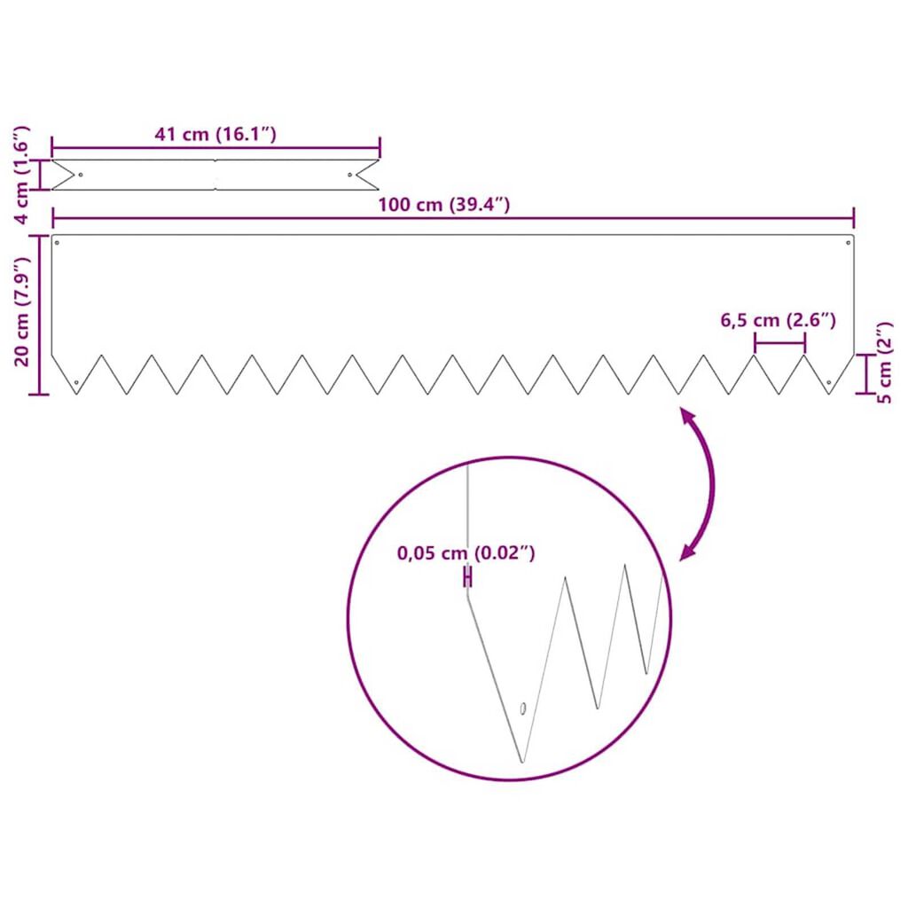 vidaXL Περιγράμματα γκαζόν 30 pcs Καφέ 100 x 0.5 x 20 εκ