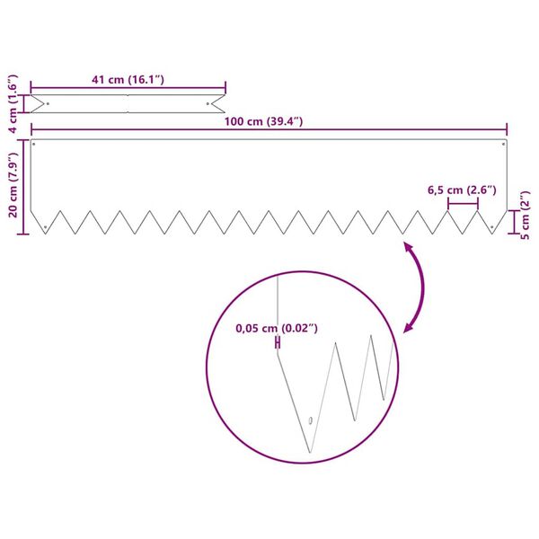 vidaXL Περιγράμματα γκαζόν 30 pcs Καφέ 100 x 0.5 x 20 εκ