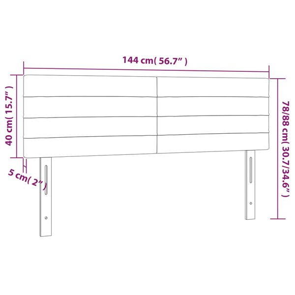 vidaXL Κεφαλάρι Κρεβατιού LED Μαύρο 144x5x78/88 εκ. Υφασμάτινο