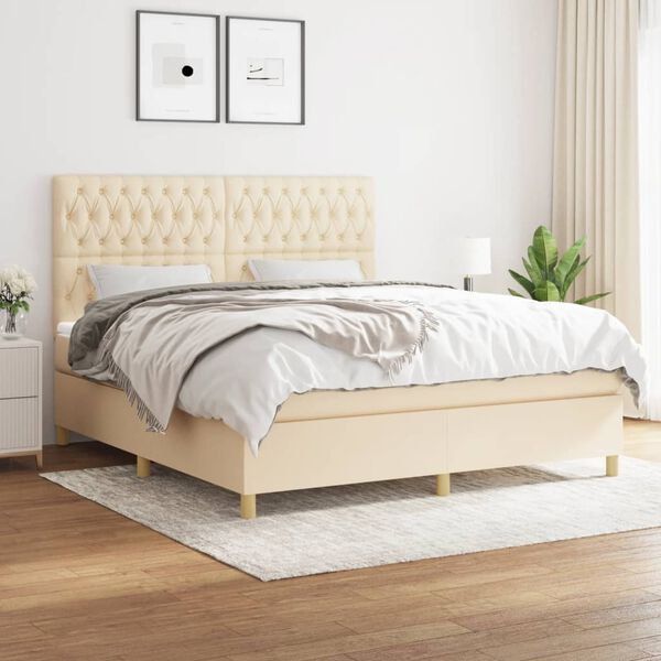 vidaXL &Kappa;&rho;&epsilon;&beta;ά&tau;&iota; Boxspring &mu;&epsilon; &Sigma;&tau;&rho;ώ&mu;&alpha; &Kappa;&rho;&epsilon;&mu; 180x200 &epsilon;&kappa;. &Upsilon;&phi;&alpha;&sigma;&mu;ά&tau;&iota;&nu;&omicron;