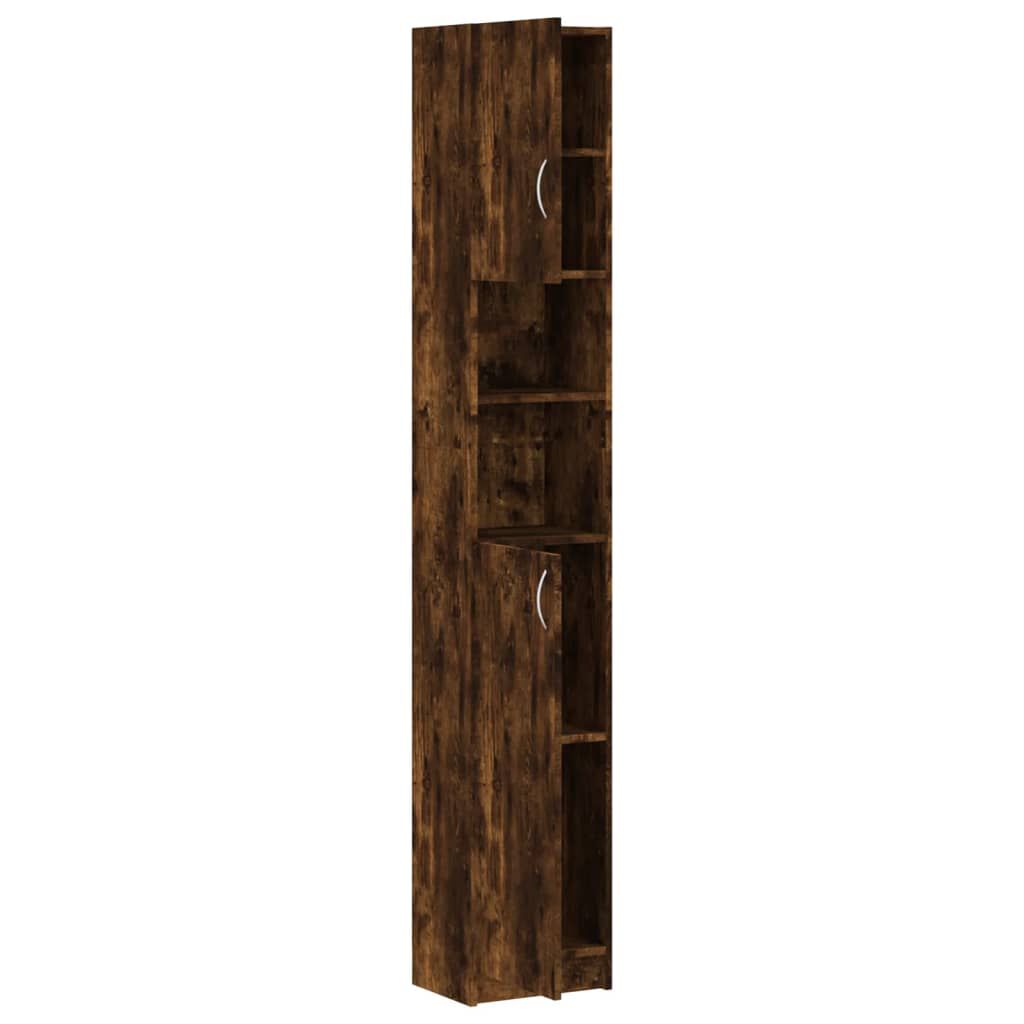 vidaXL Ντουλάπι Μπάνιου Καπνιστή Δρυς 32x25,5x190 εκ. Επεξεργ. Ξύλο