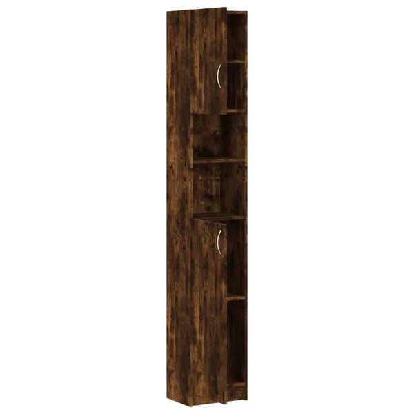 vidaXL Ντουλάπι Μπάνιου Καπνιστή Δρυς 32x25,5x190 εκ. Επεξεργ. Ξύλο