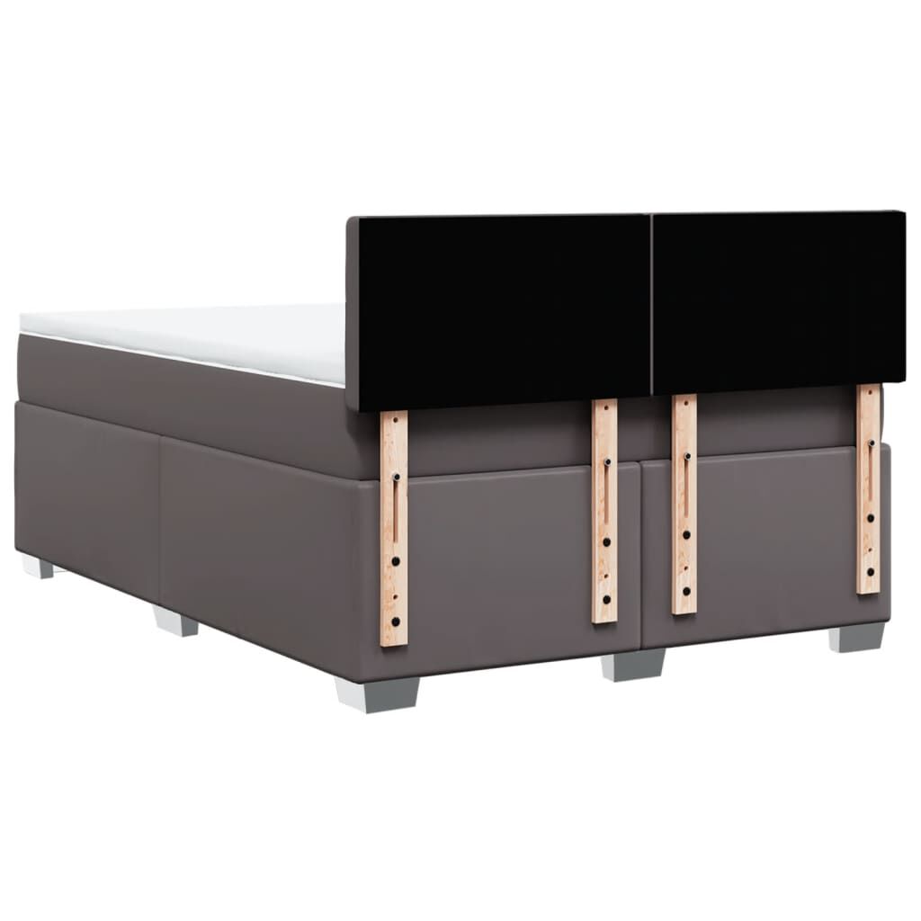 vidaXL Κρεβάτι Boxspring με Στρώμα Γκρι 140x200εκ. από Συνθετικό Δέρμα