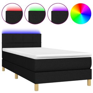 vidaXL &Kappa;&rho;&epsilon;&beta;ά&tau;&iota; Boxspring &mu;&epsilon; &Sigma;&tau;&rho;ώ&mu;&alpha; & LED &Mu;&alpha;ύ&rho;&omicron; 90x190 &epsilon;&kappa;. &Upsilon;&phi;&alpha;&sigma;&mu;ά&tau;&iota;&nu;&omicron;