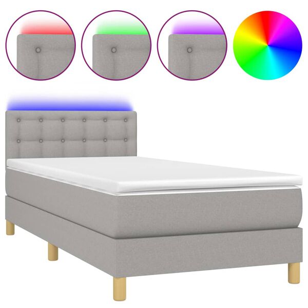 vidaXL &Kappa;&rho;&epsilon;&beta;ά&tau;&iota; Boxspring &mu;&epsilon; &Sigma;&tau;&rho;ώ&mu;&alpha; & LED &Alpha;&nu;.&Gamma;&kappa;&rho;&iota; 90x200 &epsilon;&kappa;. &Upsilon;&phi;&alpha;&sigma;&mu;ά&tau;&iota;&nu;&omicron;