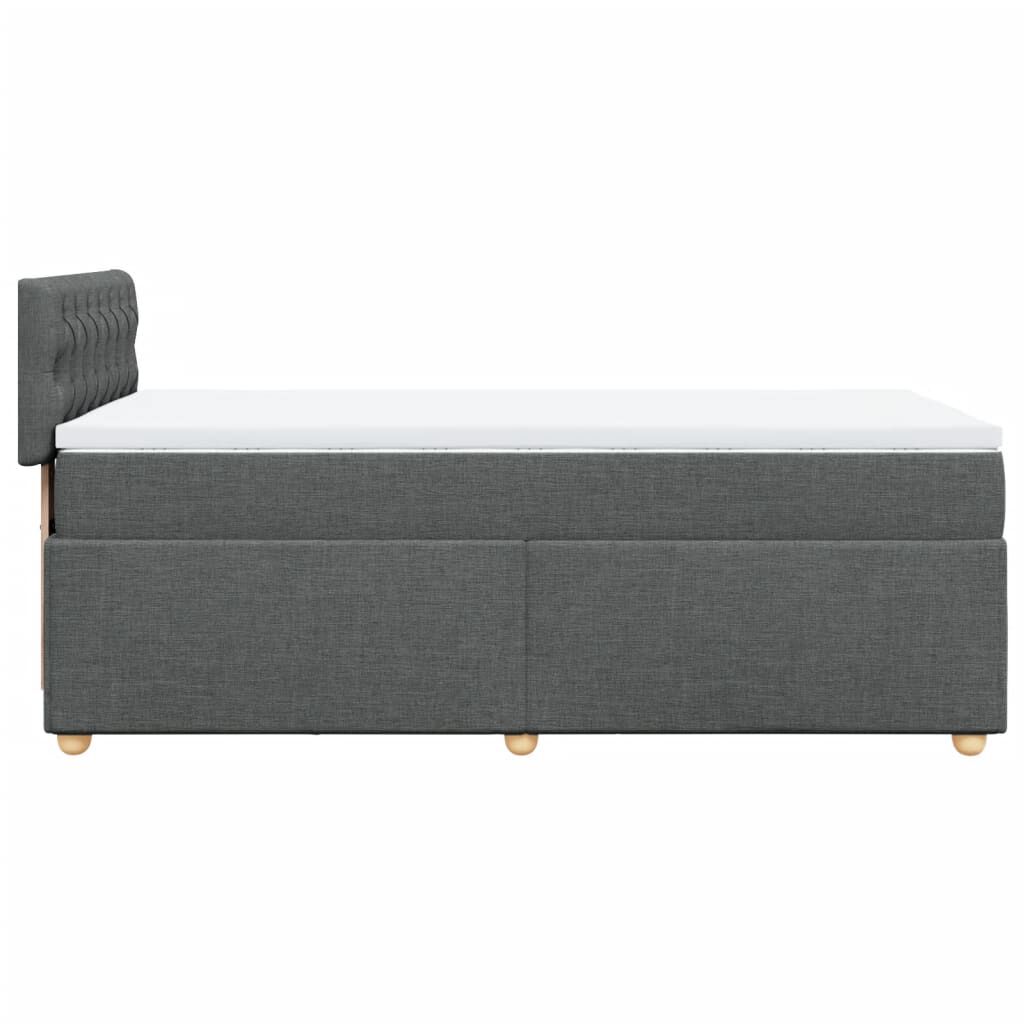 vidaXL Κρεβάτι Boxspring με Στρώμα Σκούρο Γκρι 90x190 εκ. Υφασμάτινο